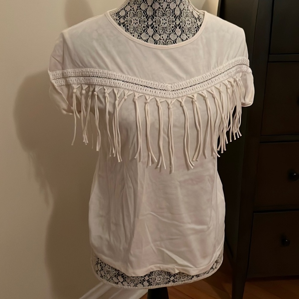 Cream Fringe Top